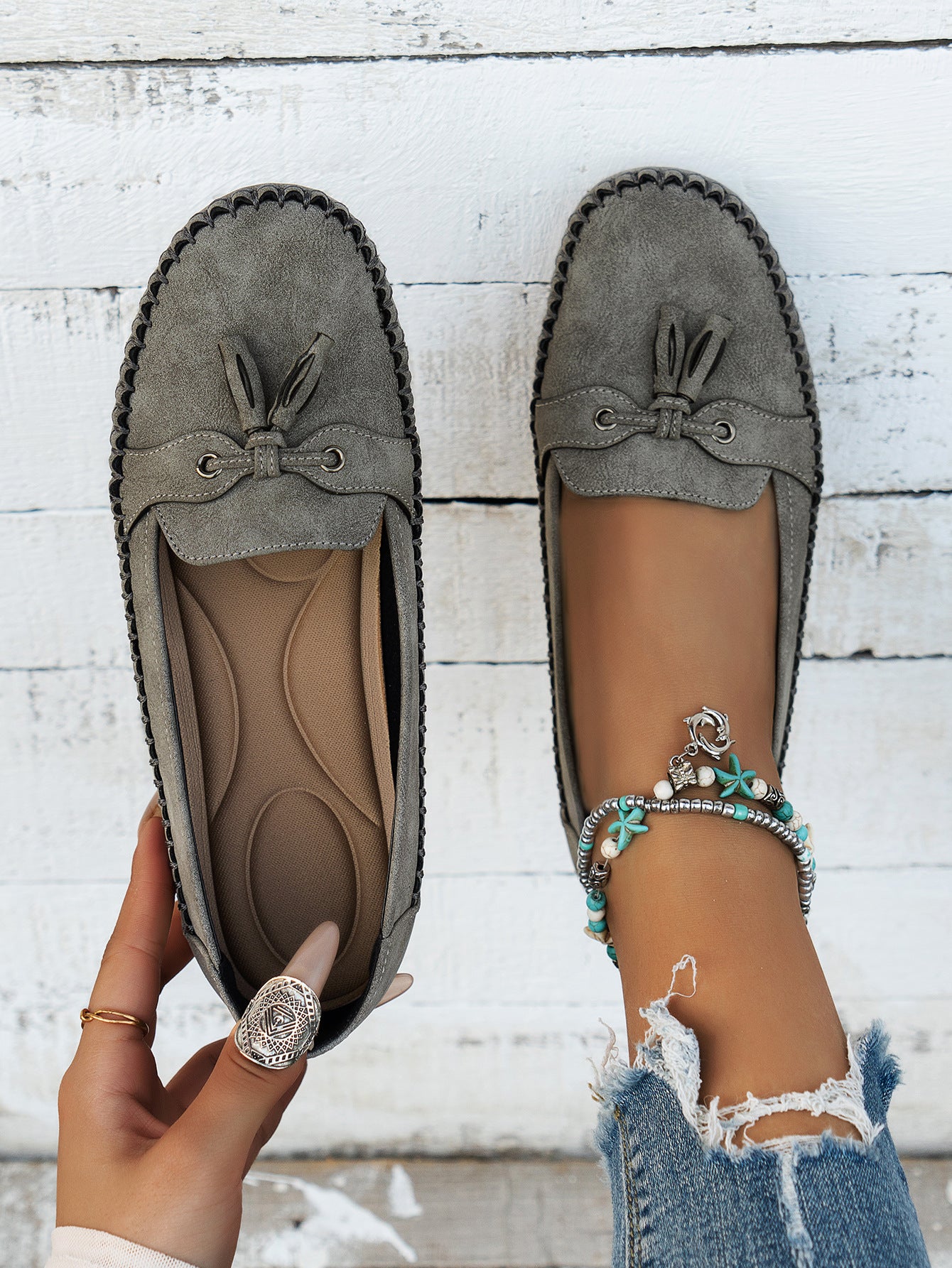 Women's Pure Color All-matching Bow Simple Flat Shoes